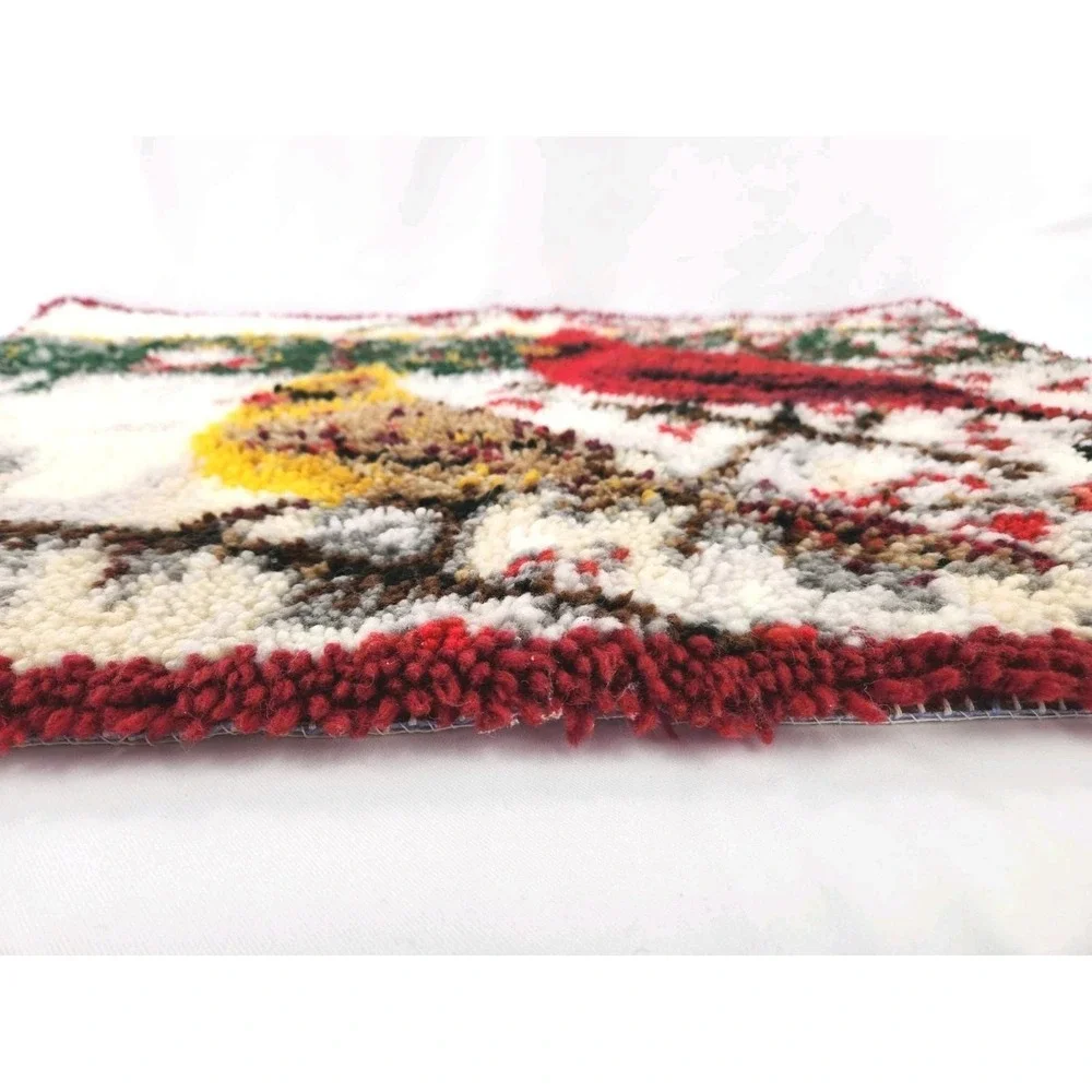 Vintage Cardinal Pair Finished Latch Hook Rug Kit Wall Hanging Birds Trees 37x27